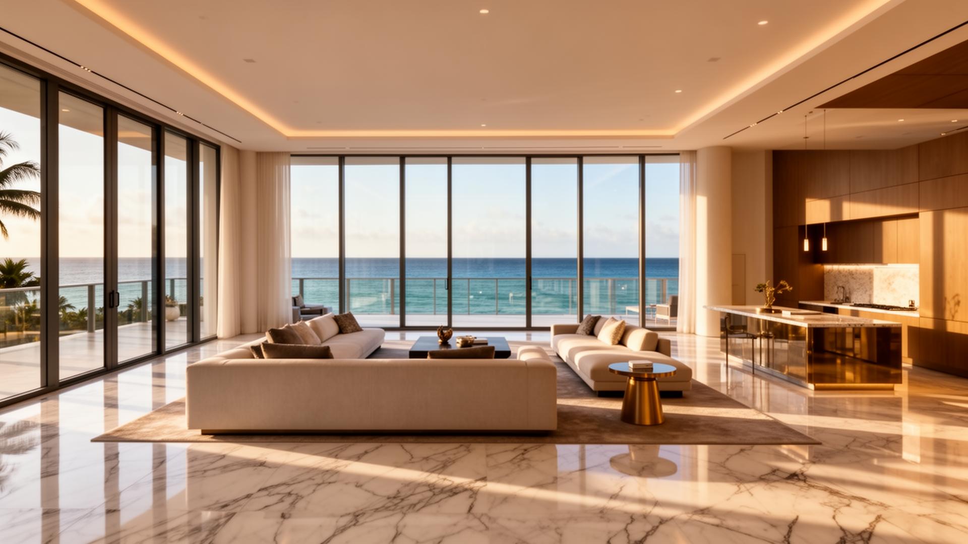 Miami residence interior illustrating Portuguese-language property guidance