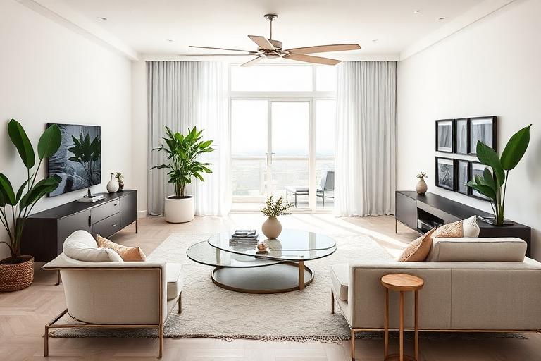 Staging profesional en sala de estar en Miami lista para la venta