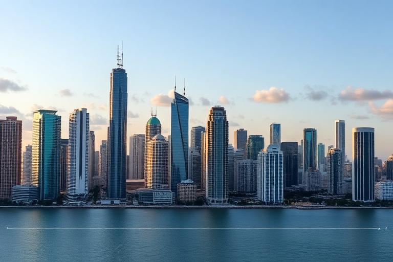 Horizonte del mercado inmobiliario de Miami mostrando torres residenciales y propiedades frente al agua