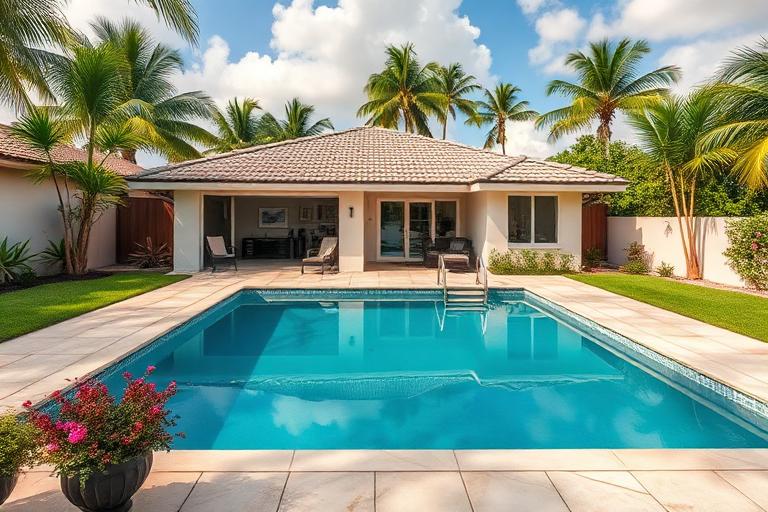 Casa unifamiliar en venta en Miami con jardín tropical y arquitectura mediterránea